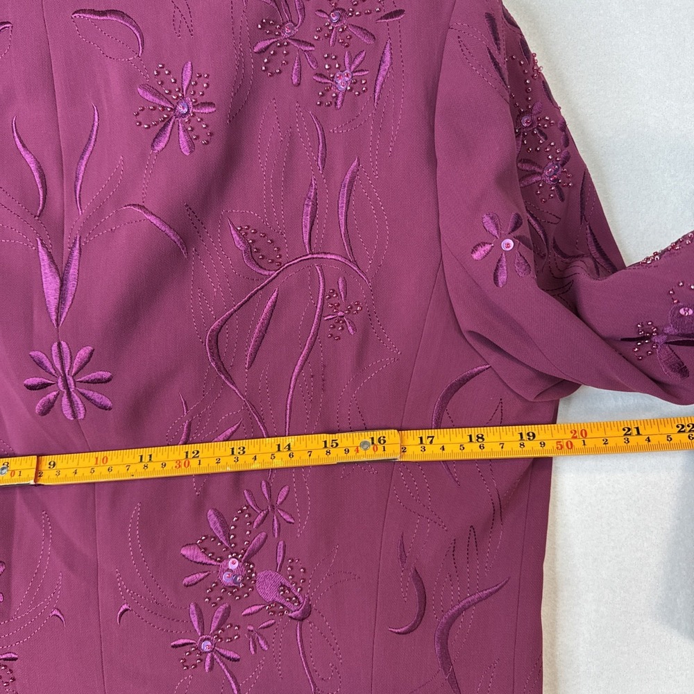 John Meyer Womens Blazer 12 Wine Embroidered Beaded Floral NWT Jacket - Picture 7 of 10
